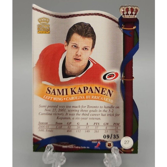2001-02 Crown Royale Sami Kapanen Hurricanes #27 /35 Hockey Card - Picture 2 of 6
